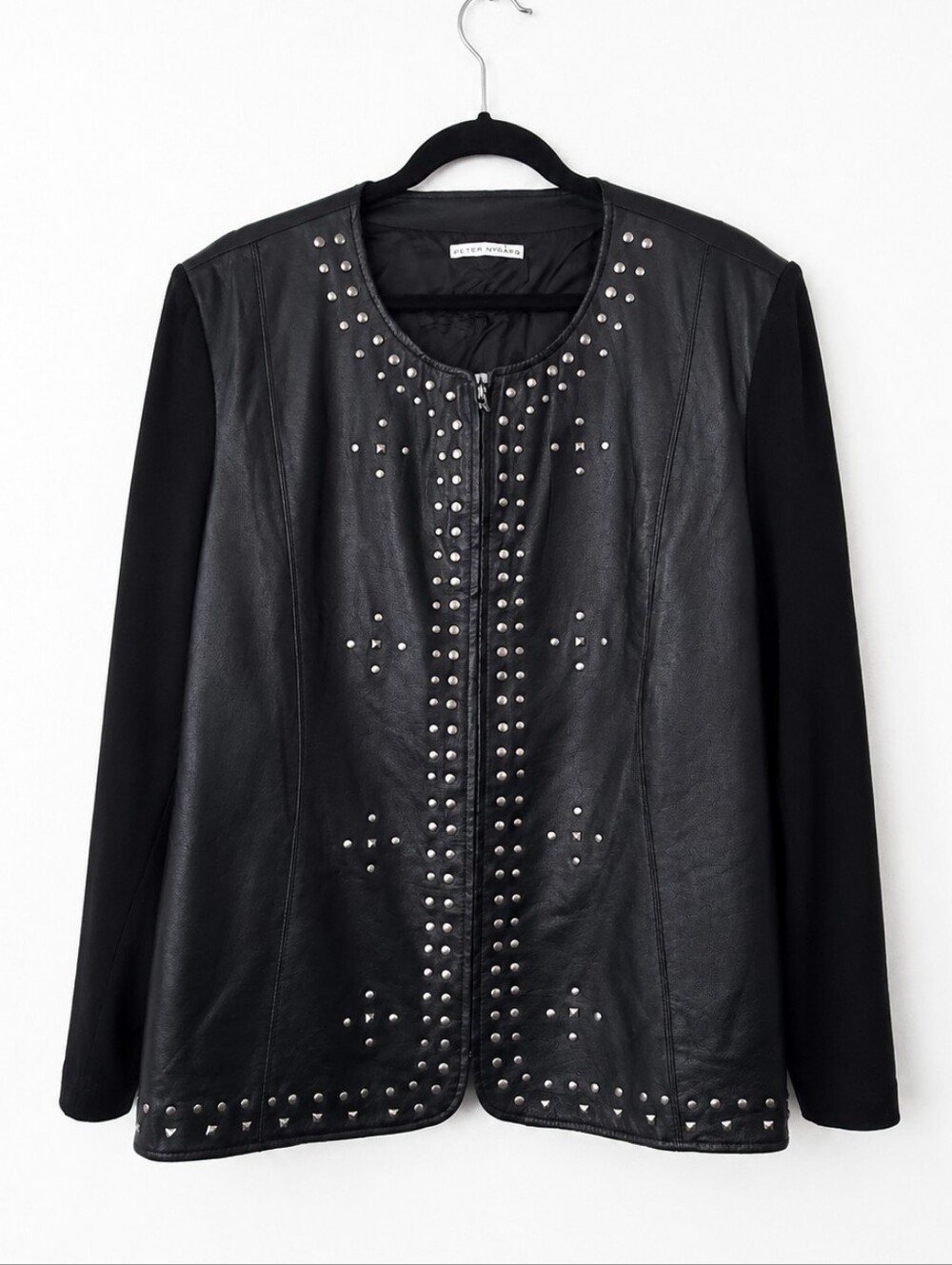 Peter Nygard Studded Leather Moto Jacket Rock Chic Biker Goth XL